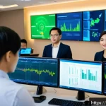 Home 19 보안관제센터 일상업무 사례 - A modern Vietnamese cybersecurity operations center bustling with diverse professionals in business ...